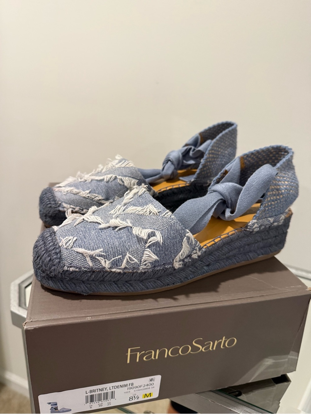 Franco Sarto Light Denim Blue Ankle Wrap Sandals
